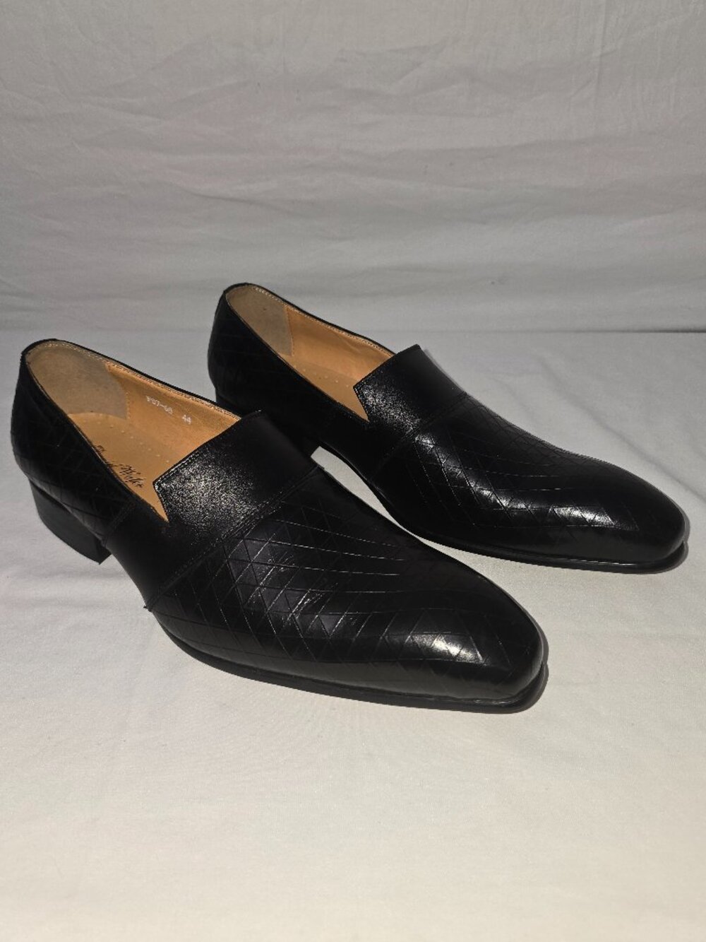 Daniel Wafer Geometric Black Leather Slip On Loafers Size 44 NEW STORE DISPLAY